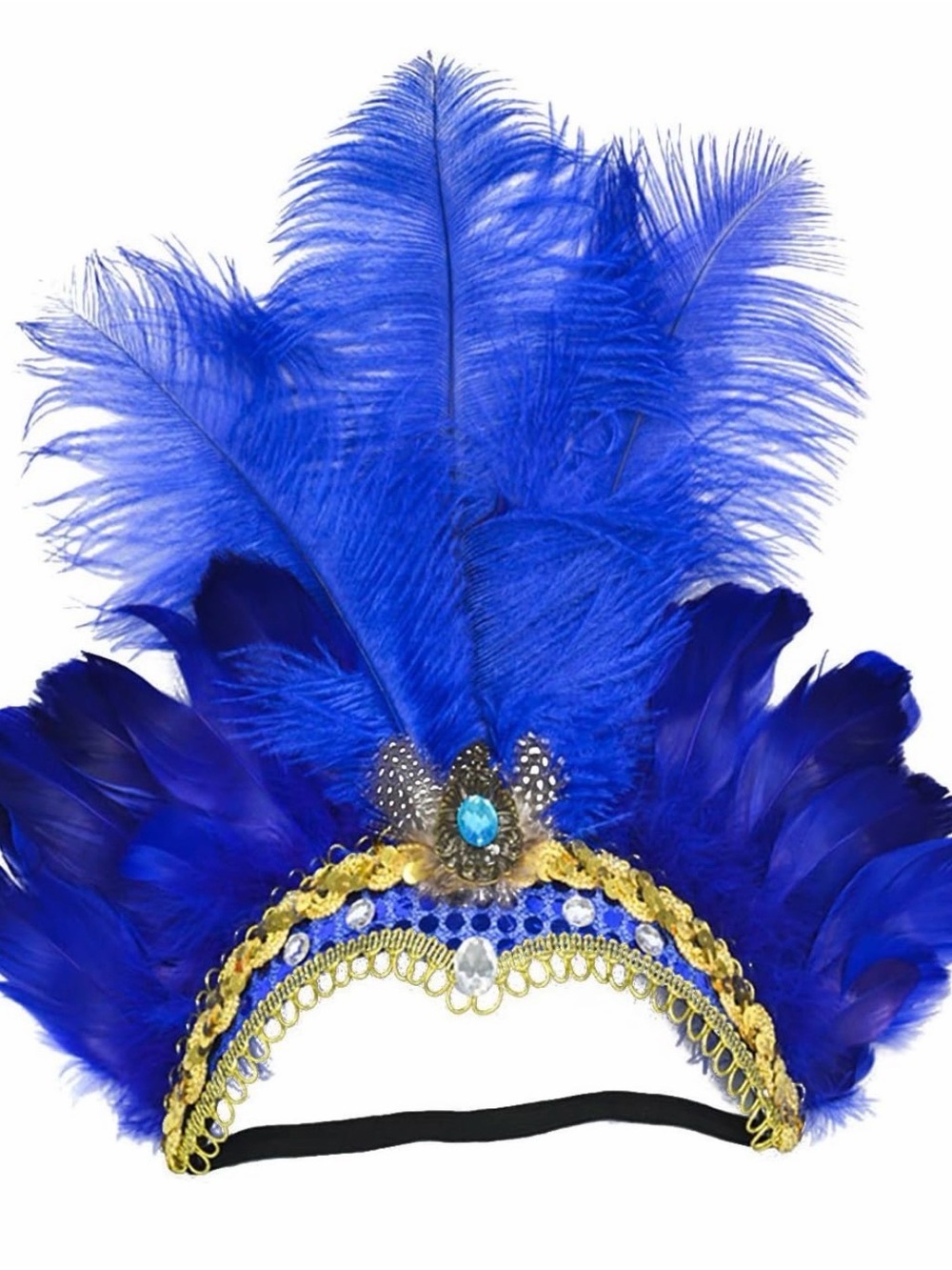 Blue Feathered Festival Headpiece